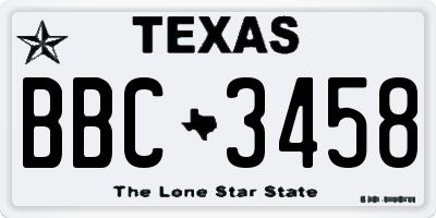 TX license plate BBC3458
