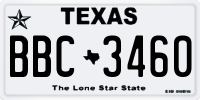 TX license plate BBC3460
