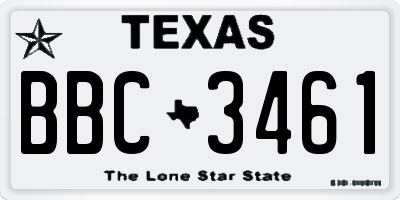 TX license plate BBC3461