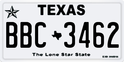 TX license plate BBC3462