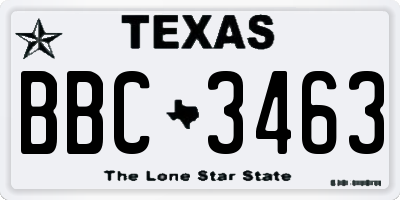 TX license plate BBC3463