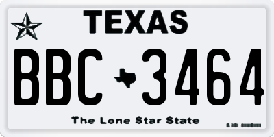 TX license plate BBC3464