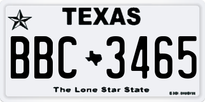 TX license plate BBC3465
