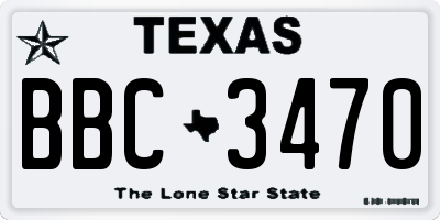 TX license plate BBC3470