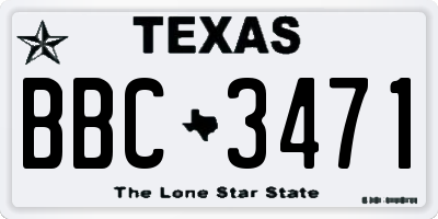 TX license plate BBC3471