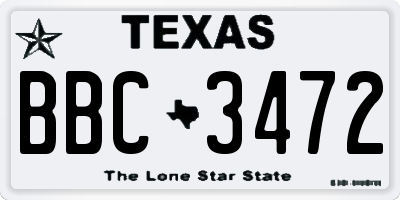 TX license plate BBC3472