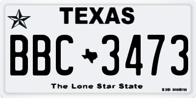 TX license plate BBC3473