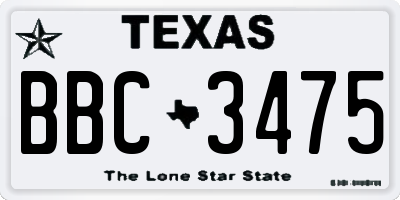 TX license plate BBC3475