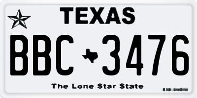 TX license plate BBC3476