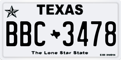 TX license plate BBC3478
