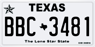 TX license plate BBC3481