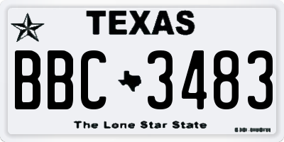 TX license plate BBC3483