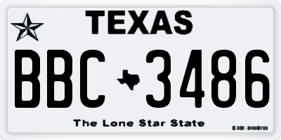 TX license plate BBC3486