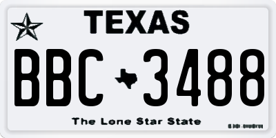 TX license plate BBC3488