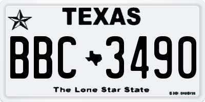 TX license plate BBC3490