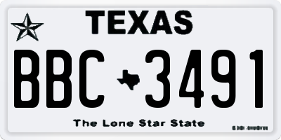 TX license plate BBC3491