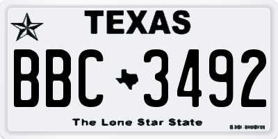 TX license plate BBC3492
