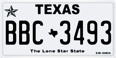 TX license plate BBC3493