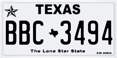 TX license plate BBC3494