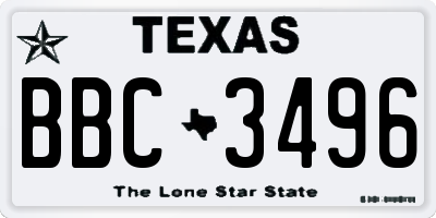 TX license plate BBC3496