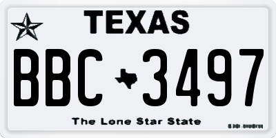 TX license plate BBC3497