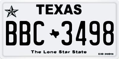 TX license plate BBC3498