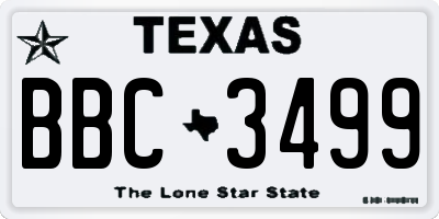 TX license plate BBC3499