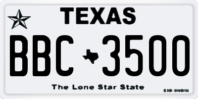 TX license plate BBC3500