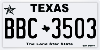 TX license plate BBC3503