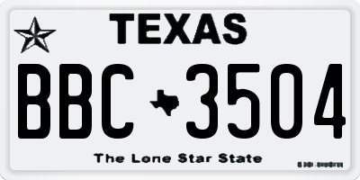 TX license plate BBC3504