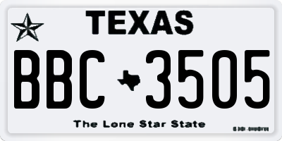 TX license plate BBC3505