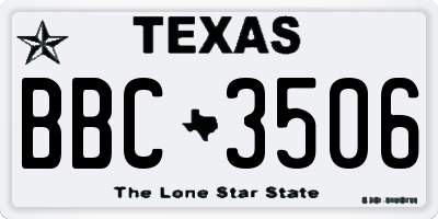TX license plate BBC3506