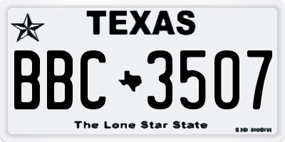 TX license plate BBC3507