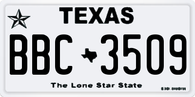 TX license plate BBC3509