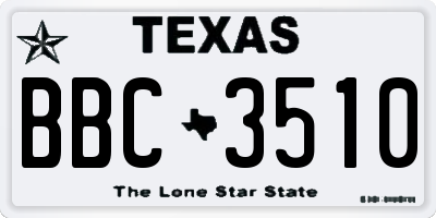 TX license plate BBC3510