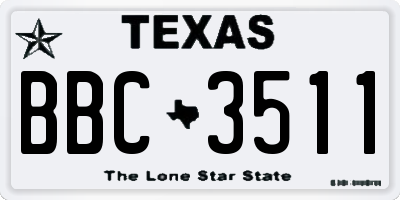 TX license plate BBC3511