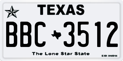 TX license plate BBC3512