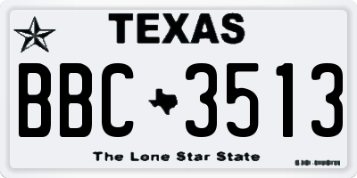 TX license plate BBC3513