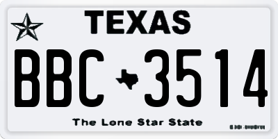 TX license plate BBC3514