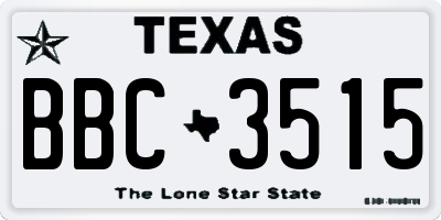 TX license plate BBC3515