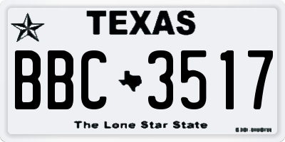 TX license plate BBC3517