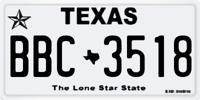 TX license plate BBC3518