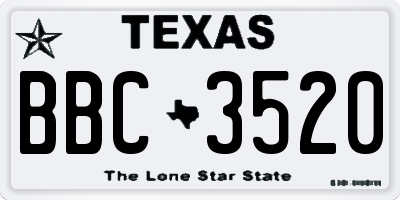 TX license plate BBC3520