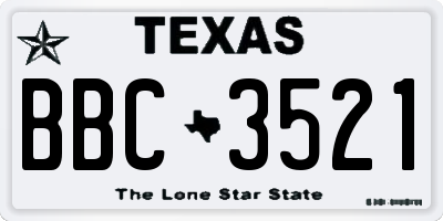 TX license plate BBC3521