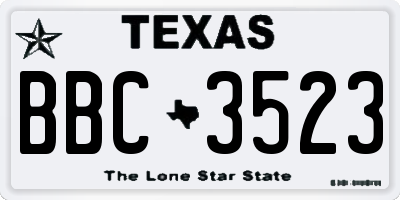 TX license plate BBC3523