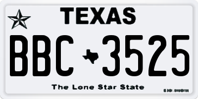 TX license plate BBC3525