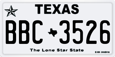 TX license plate BBC3526