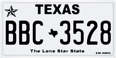 TX license plate BBC3528