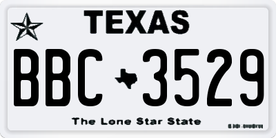 TX license plate BBC3529