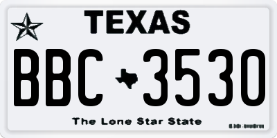 TX license plate BBC3530